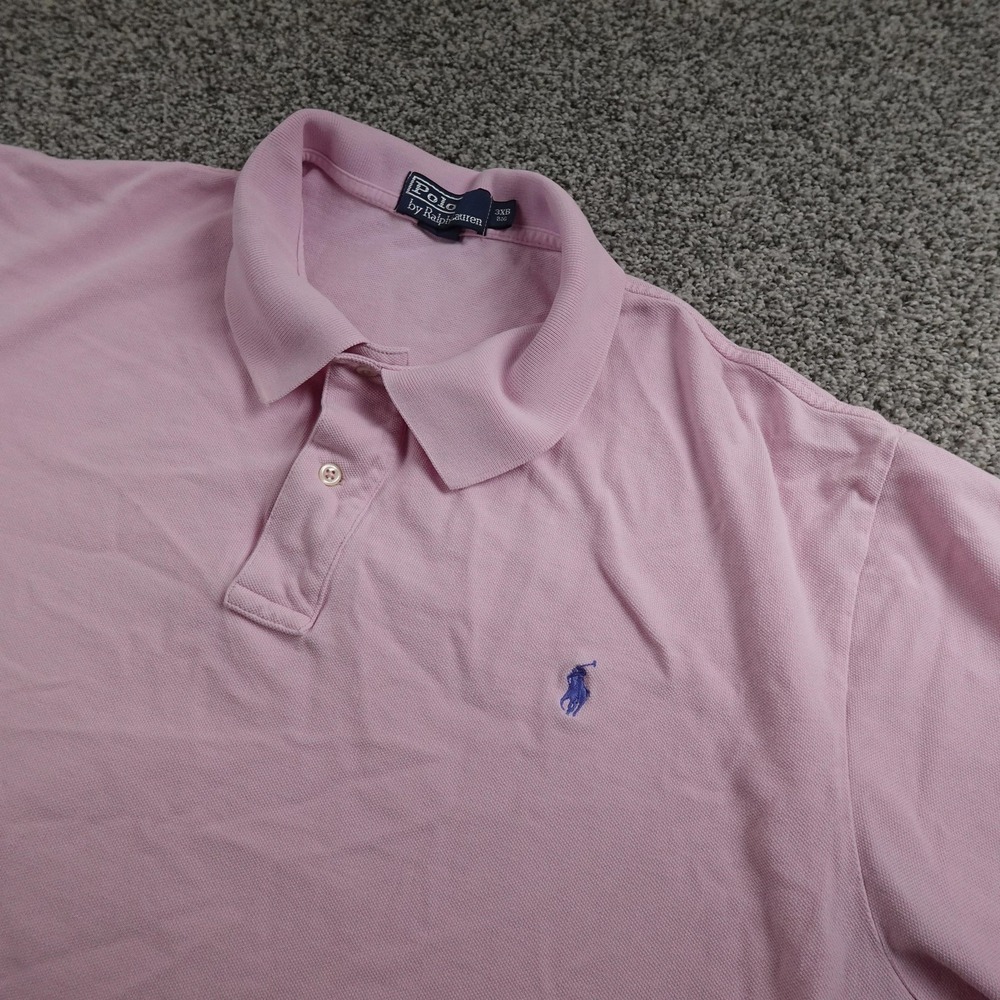 VTG Ralph Lauren Polo Shirt Mens 3XB Pink Purple Pique Pony Golf Casual Preppy